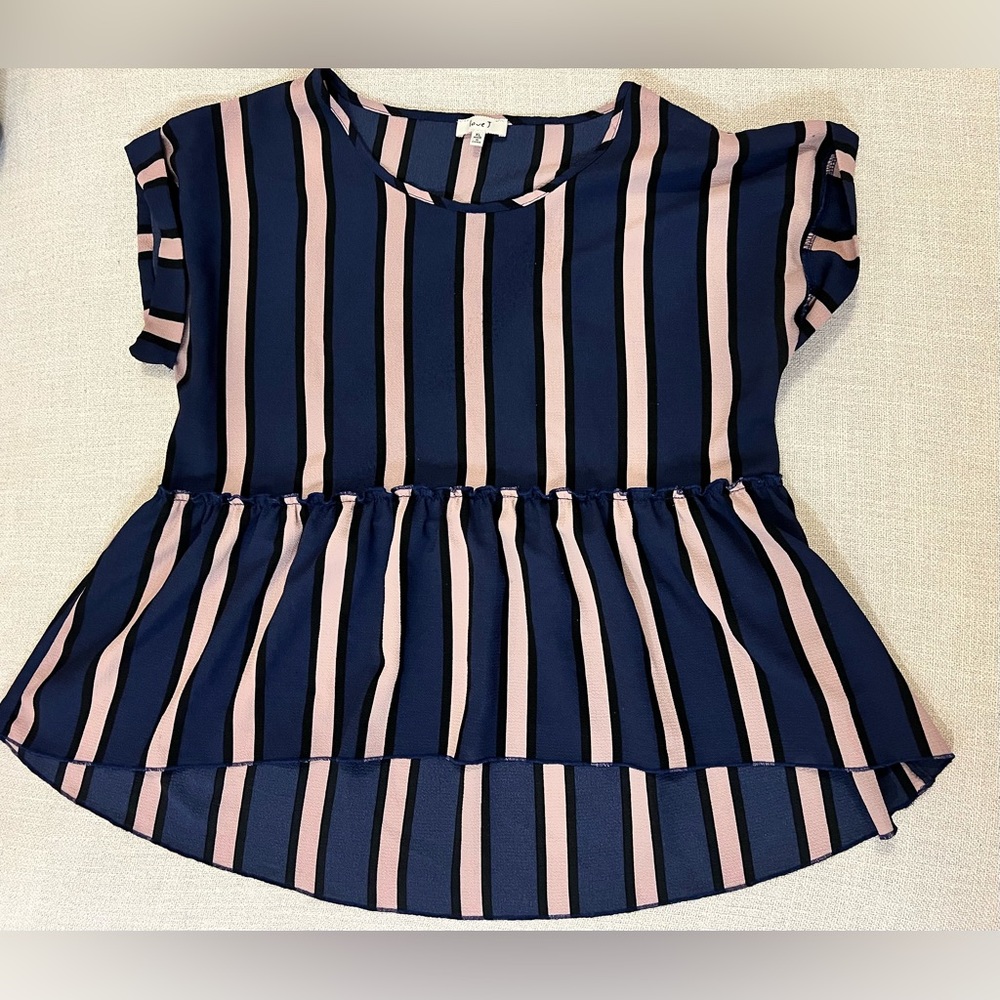 Womens hi-low striped blouse
